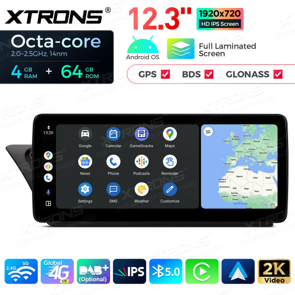 Audi A4 / A5 (2008-2016) 12,3" 4/64 gb octacore Carplay Android auto wireless wifi bt gps QLA22UCA12A4L